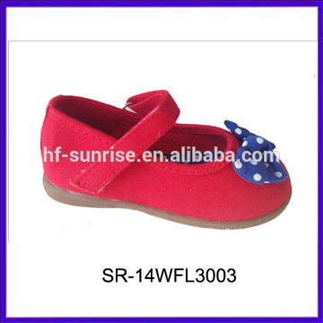 Red bow canvas material smart kids shoes kids fashion high heel shoes brand kids shoes